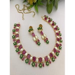 Exquisito Juego de Collar y Aretes de Moissanita y Latón Chapado en Oro de Primera Calidad, Joyería para Mujer, Regalo de Aniversario de Bodas - Product Image 1