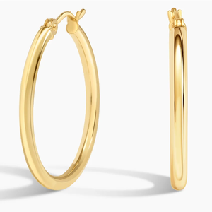 Pendientes de Aro Unisex de Oro Amarillo con Diamantes, Oro de 14K, Clásicos de Lujo, Redondos, para Uso Diario - Product Image 4