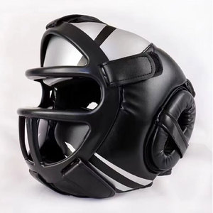 Protège-tête de boxe en cuir PU noir et argenté, équipement de protection pour adultes, unisexe, utilisation universelle - Product Image 4