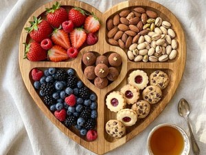 Bandeja de Servir de Madera de Roble Hecha a Mano con Forma de Corazón - Tabla de Aperitivos de Grado Comercial, Diseño Rústico, Regalo Romántico para Parejas - Product Image 3