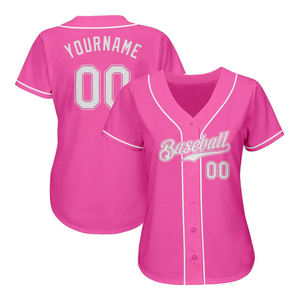 Uniforme de Béisbol Rosa Personalizado de Alto Rendimiento para Hombre, 100% Algodón, Impresión DTF, Camisa Deportiva con Botones, Logotipo OEM, Venta al Por Mayor - Product Image 3