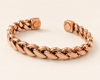 Pulsera Magnética de Cobre Trenzado para Control de la Presión Arterial, Diseño Geométrico Hecho a Mano, Estilo Moderno y Antiguo, Unisex, 99.9% Puro