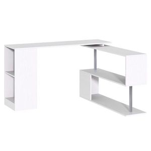 Scrivania Moderna Bianca a L per PC Gaming e Uso in Piedi, Costruzione in MDF e Plastica - Product Image 3