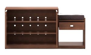 Engineered Wood Shoe Cabinet with 1 Drawer <b>Storage</b> and Cushion <b>Seat</b> Wooden Shoe Rack for Home and Office (Brown Finish - Product Image 2