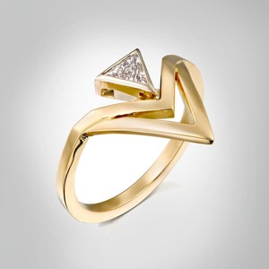 Anillo de Oro Sólido de 14K con Diamante de Corte Triangular de 0.51 CT Cultivado en Laboratorio, Estilo Moderno, para Mujer, Regalo de Boda para Novia - Product Image 3