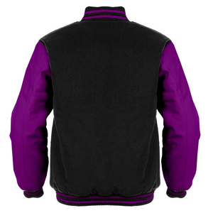 Chaqueta Varsity de Lana para Hombre con Logotipo Personalizado, Mangas de Cuero Genuino, Precio de Fábrica, Chaqueta Bomber Lisa al por Mayor WVJ-0031C - Product Image 3