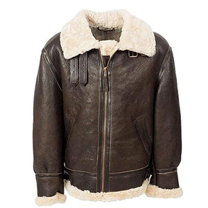 VORNEX INDUSTRY Winter Real Sheepskin <b>Shearling</b> Fur Bomber Jacket for <b>Men</b> Eco-Friendly Stand Collar Latest Grain Type - Product Image 1