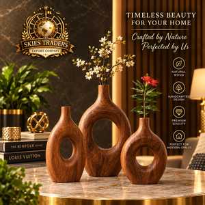 Jarrón de Flores Ovalado de Madera Nórdico, Hecho a Mano, de Madera Natural, Juego de Jarrones para Mesa, Centro de Mesa para Sala de Estar, Venta al Por Mayor - Product Image 1