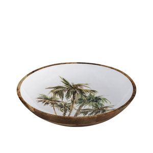 Tazón de madera con borde ondulado asimétrico y revestimiento de esmalte – Tazón para ensalada con base de madera de mango y recubrimiento de resina blanca brillante - Product Image 4