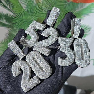 จี้ตัวเลขวันเกิดประดับ925เงินสเตอร์ลิงเครื่องประดับฮิปฮอปเพชร VVS Moissanite - Product Image 1