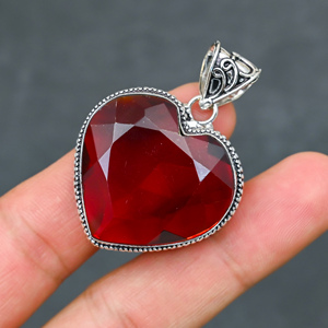 Luxury Garnet <b>Statement</b> <b>Necklace</b> in 925 Silver - Product Image 4