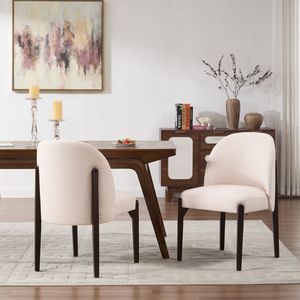 Set di 2 Sedie da Pranzo in Stile Moderno Rustico in Legno con Rivestimento in Tessuto per Sala da Pranzo e Cucina - Product Image 1
