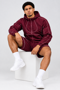 <b>Men</b>’s Contrastline <b>Lightweight</b> Windbreaker Set Hooded Zip Up <b>Jacket</b> With Matching Shorts Outdoor Running Sportswear For <b>Men's</b> - Product Image 5