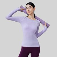 T-shirts à manches longues pour femmes, coupe ajustée, col rond, basiques, unis, printemps automne, vente en gros