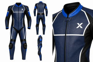 Combinaison de moto en cuir une pièce pour équipe d'entreprise |   Bleu marine |   Fabricant OEM ODM |   Qualité de conception haut de gamme |   Vêtements de course - Product Image 6