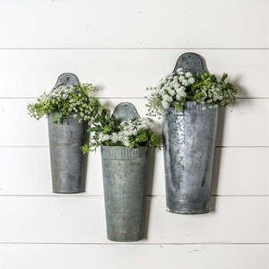 Ensemble de 2 jardinières murales en métal galvanisé, style vintage, pour intérieur et extérieur, en zinc, suspendues, pour la décoration de jardin et de maison - Product Image 4