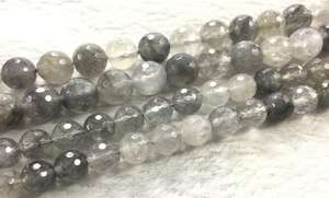ลูกปัดควอตซ์สีเทาทรงกลมเหลี่ยมเพชรพลอยแบบเต็มเม็ด หินธรรมชาติ สำหรับทำสร้อยข้อมือ สร้อยคอ เครื่องประดับ DIY - Product Image 2