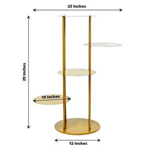 Gold Circular Metal <b>Cake</b> <b>Stand</b> <b>3</b> <b>Tier</b> Dessert Display Rack Reusable Hand Wash Only - Product Image 2