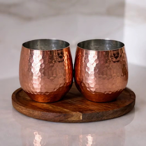 Verre à eau en cuivre style yoga, design ayurvédique, verre à eau en cuivre coloré, prix de gros pour verre à eau en cuivre - Product Image 1