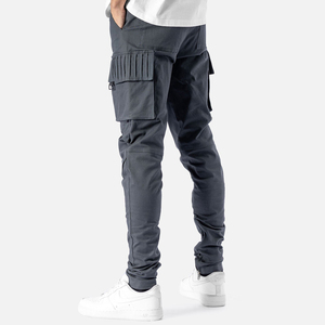 OEM Men Cargo Pants 100% Cotton Slim Fit Straight <b>Drawstring</b> Flat Front Zipper Lightweight Casual Work <b>Trousers</b> High Quality - Product Image 3