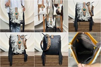 Sac à franges en cuir repoussé à la main de marque de luxe de conception occidentale OEM pour les femmes sacs à bandoulière en cuir de vachette personnalisés en gros