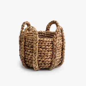 Panier de rangement en jacinthe d'eau de forme carrée avec poignées, paniers tissés, organiseur de bijoux - Product Image 3