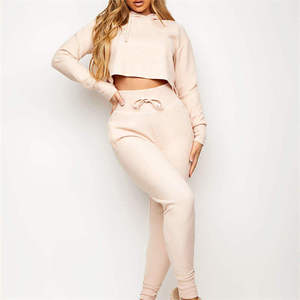 OEM 2025 Spring Jogger <b>Jumpers</b> Gym Custom Workout 2 Piece Women Set Crop Top Oversize Hoodie Women Sweatshirt Sets - Product Image 4