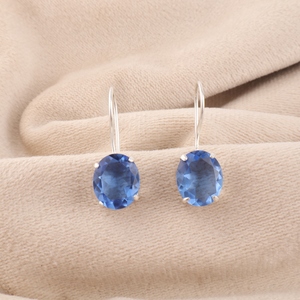 Boucles d'oreilles artisanales en argent sterling 925, serties de pierres de tanzanite bleue, pour femmes et filles. - Product Image 2