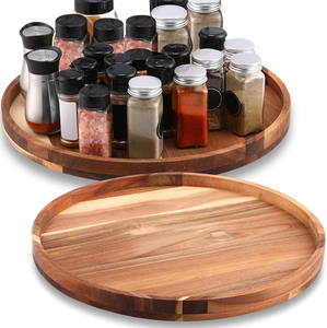 Excelente calidad: Plato giratorio de madera Lazy Susan para despensa, platos y artesanías, organizador redondo de especias de madera Lazy Susan - Product Image 1