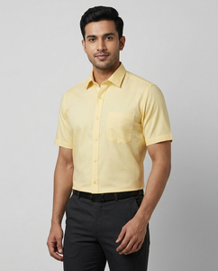 Camisa de Manga Corta, Color Beige Sólido, Casual, Cierre de Botón, Formal, de Sarga, Primavera, Bordada, Servicio OEM - Product Image 6
