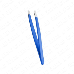 Blue Stainless Steel Slant Tip Eyebrow Tweezers Custom Private Label Hair Removal Personal Care Beauty <b>Tool</b> OEM - Product Image 4