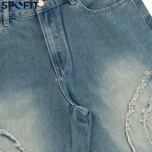 กางเกงยีนส์ปักลายสไตล์สตรีทแวร์ทรงหลวมสำหรับผู้ชาย กางเกงขาสั้นลำลองสีพื้นทรงตรงใส่สบายสไตล์ฤดูร้อน แห้งเร็ว ระบายอากาศได้ดี - Product Image 3