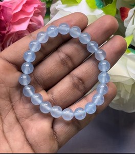 ลูกปัดกลมแคลเซโดนีธรรมชาติขนาด 8 มม. ขัดเงาสำหรับทำสร้อยข้อมือ - Product Image 2
