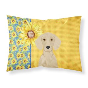 Verano girasoles y crema Dachshund ilustraciones decorativas ligero súper suave fácil cuidado estándar funda de almohada y funda de cojín - Product Image 1