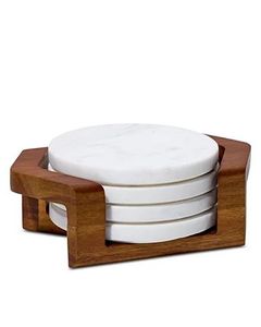 Premium Natural Stone Inlay Wood Coaster Set Luxury Beverage Holders For Dining Table Office <b>Desk</b> Restaurant Cafe - Product Image 6