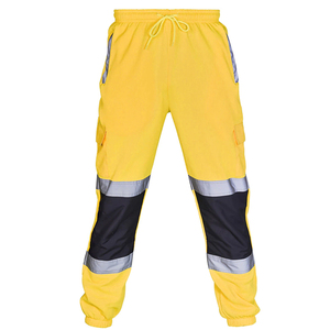 Pantalon de travail haute visibilité jaune, pantalon cargo de sécurité, vêtements de travail de construction, multi-poches, taille élastique, jogger - Product Image 4