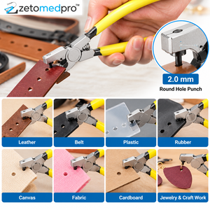 Alicates Perforadores de 2.0 mm, Herramienta de Perforación Redonda Pequeña para Cinturones de Cuero, Plástico, Goma y Manualidades ZetomedPro - Product Image 6
