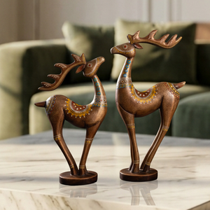Unique Export Ready High Quality Modern Iron <b>Deer</b> Set 2 Artistic Hand <b>Painted</b> Metal Sculpture Environment-Friendly Decor - Product Image 5