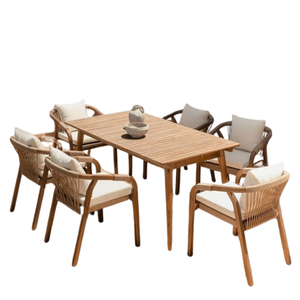 <b>4</b>/6/8 Seater Modern <b>Dining</b> <b>Set</b> Solid <b>Wood</b> Table And Brown Leather <b>Chairs</b> Custom Material/ Color/ Size/ Cushion - Product Image 4