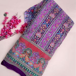 ผ้าถักลายเพสลีย์สีชมพูอมม่วงและสีเขียวมรกตปักเลื่อมสำหรับเสื้อผ้าเด็กผู้หญิง - Product Image 3