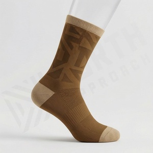Crew <b>Socks</b> Geometric Pattern Brown Breathable <b>Running</b> <b>Socks</b> for Adults Summer Sport Wear - Product Image 3