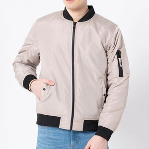 Blouson bomber pour homme, couleur unie, fermeture éclair, vêtement décontracté pour l'automne, coupe-vent, matière polyester, col rabattable - Product Image 3