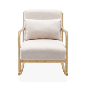 Silla Mecedora de Madera de Teca Sólida de Estilo Escandinavo con Tapicería, Muebles de Lujo Ecológicos para Sala de Estar Interior - Product Image 2