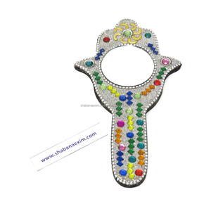 Miroir à main artisanal perlé avec paillettes et poignée élégante, léger et portable pour cosmétiques - Product Image 5