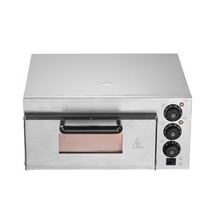 Forno Elettrico Commerciale da Banco per Pizza a Singolo Ripiano da 14 Pollici in Acciaio Inossidabile con Maniglia in Pietra, Forno Tostapane Multiuso - Product Image 1