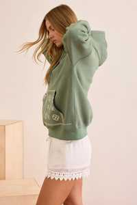 Sudadera con capucha unisex de invierno, extragrande, verde, con forro polar, antipilling, 100% algodón, manga regular, informal, con cremallera. - Product Image 2