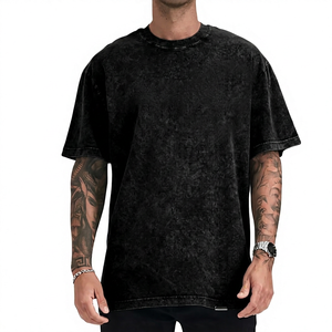 Men's Oversized <b>Tie</b>-Dye Cotton T-Shirt Short Sleeve O-Neck Casual Solid Color Jersey <b>Knitted</b> Blank Design - Product Image 5