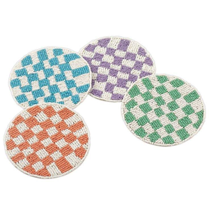 Juego de cuatro posavasos bordados a mano con cuentas de diseño multicolor premium para una decoración elegante de la mesa de comedor, un lujo único de la India. - Product Image 6