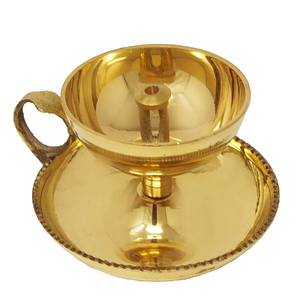 <b>Brass</b> Cylindrical Glass Akhand Jyoti Diya <b>Lantern</b> Stand Holder Base for Home Temple, available at wholesale prices. - Product Image 5