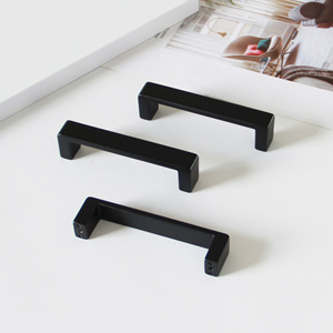 High Strength Matte <b>Black</b> Zinc Alloy Handle Square Arch Pull for Kitchen Cabinet Bathroom Drawer Bedroom Nightstands - Product Image 4